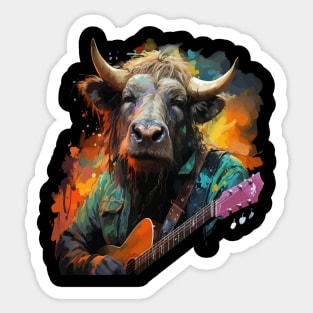 Wildebeest Playing Guitar Sticker